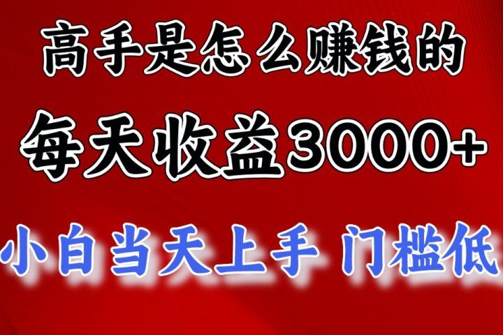 高手是怎么赚钱的，一天收益3000+ 这是穷人逆风翻盘的一个项目，非常稳-让一部分人先富起来默财创业网
