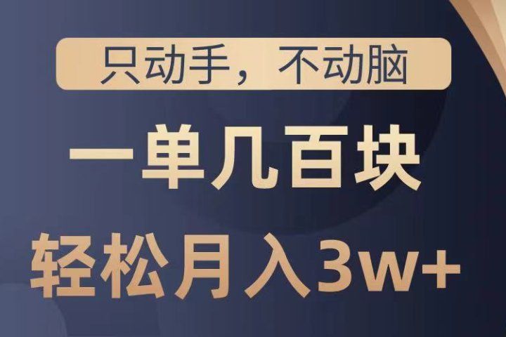 只动手不动脑，一单几百块，轻松月入3w+，看完就能直接操作，详细教程-让一部分人先富起来默财 创业网