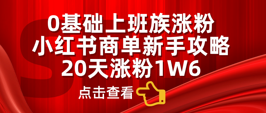 0基础上班族涨粉，小红书商单新手攻略，20天涨粉1.6w-让一部分人先富起来默财 创业网