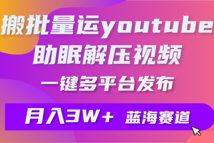 一键搬运YouTube解压助眠视频简单操作月入1W+-让一部分人先富起来默财创业网