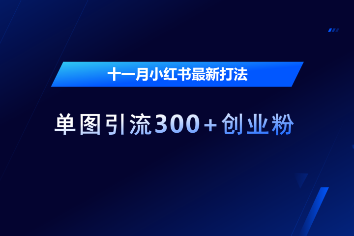十一月，小红书最新打法，单图引流300+创业粉-让一部分人先富起来默财创业网