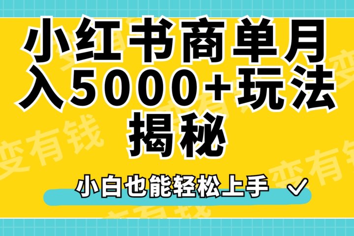 小红书商单原创起号玩法揭秘，小白月入5000+-让一部分人先富起来默财创业网