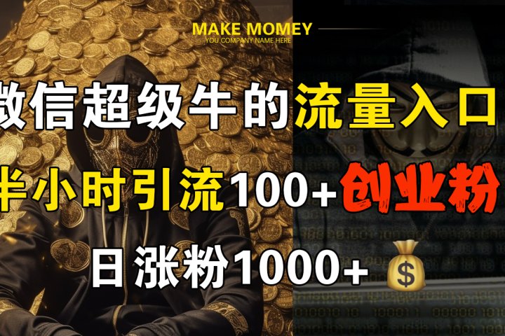 微信超级牛的流量入口，半小时引流100+创业粉，日涨粉1000+-让一部分人先富起来默财创业网