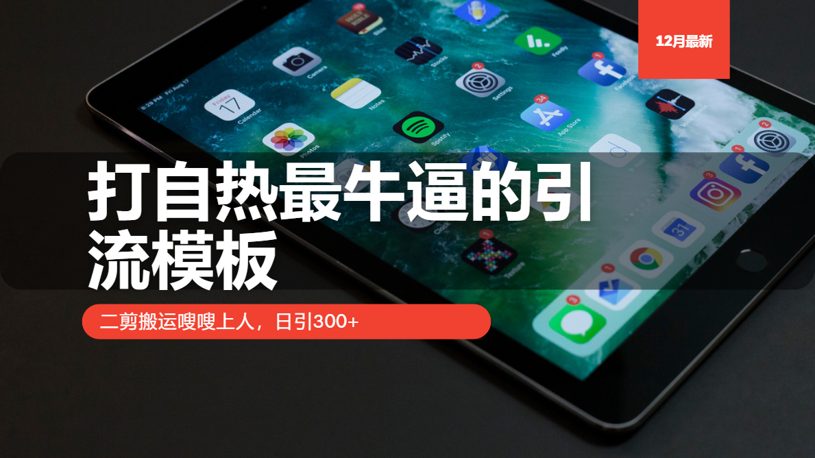 打自热最牛逼的引流模板，日引300+，二剪搬运嗖嗖上人-让一部分人先富起来默财创业网
