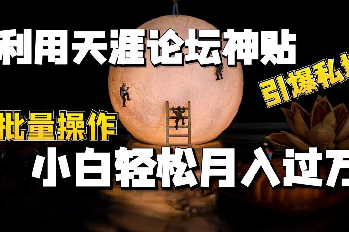 利用天涯论坛神贴，引爆私域，批量操作、小白轻松月入过万-让一部分人先富起来默财 创业网