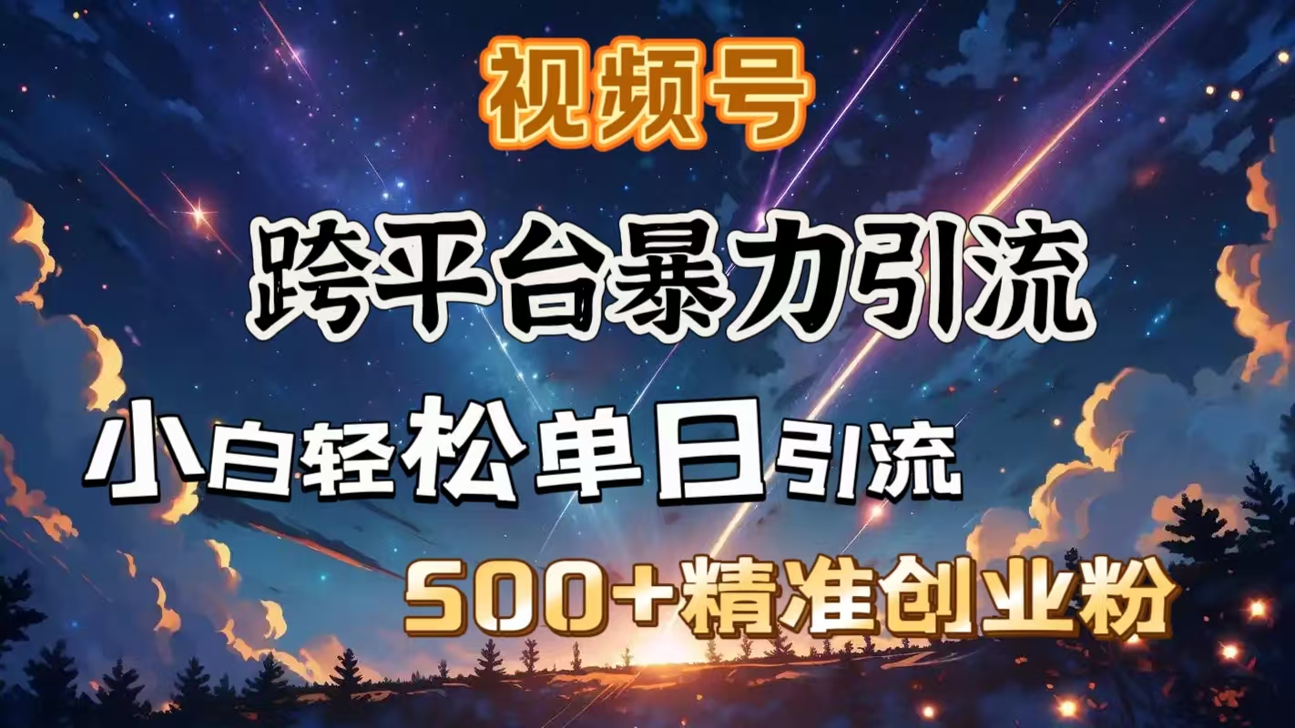 视频号跨平台暴力引流，小白轻松单日引流500＋精准创业粉-让一部分人先富起来默财创业网