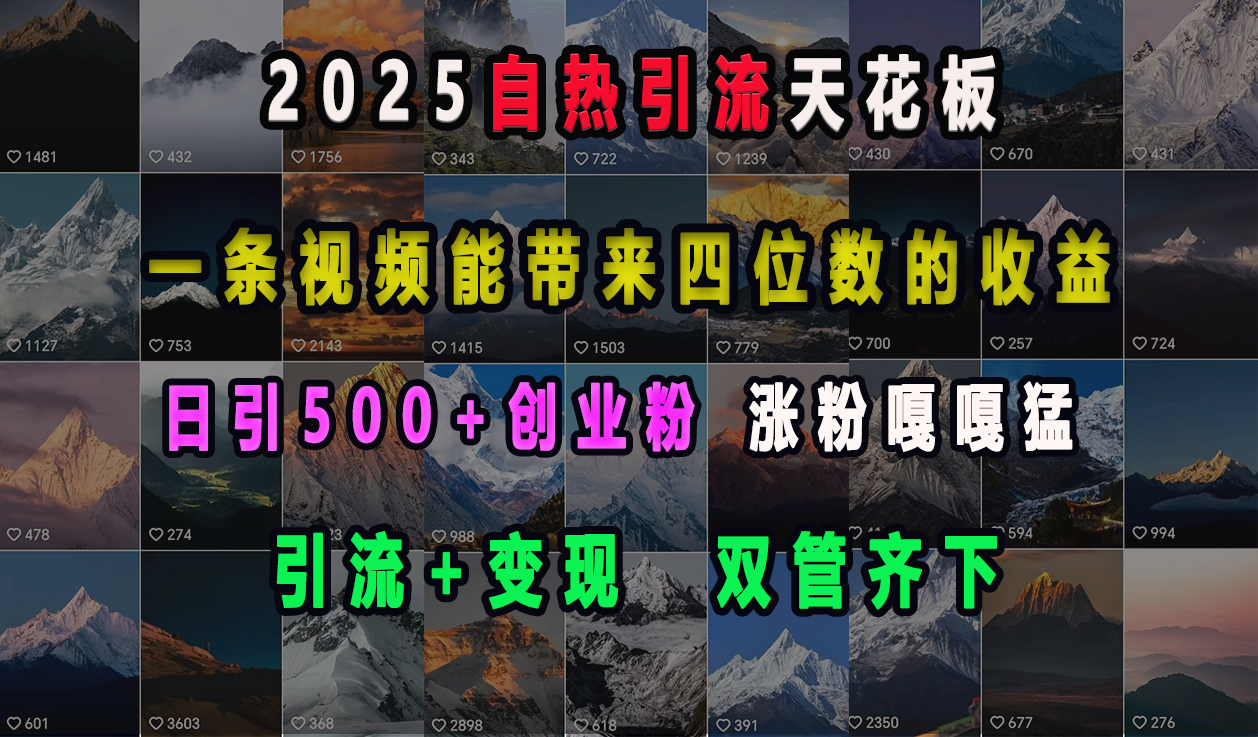 2025自热引流天花板，一条视频能带来四位数的收益，引流+变现双管齐下，日引500+创业粉，涨粉嘎嘎猛-让一部分人先富起来默财创业网