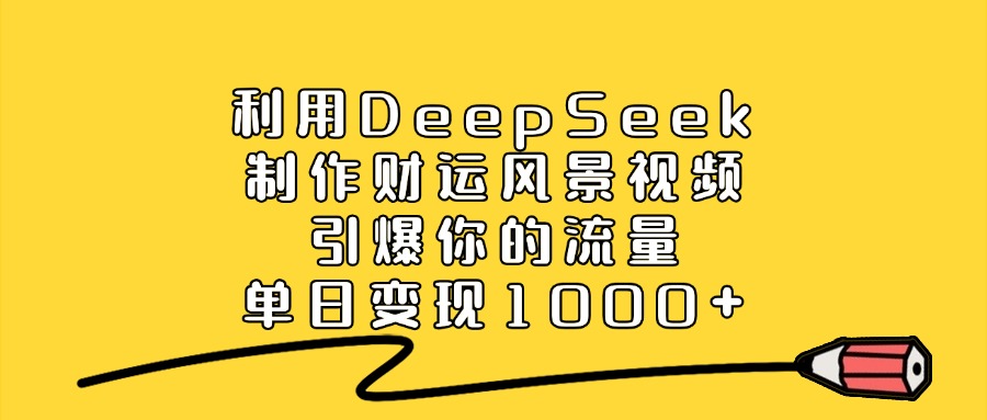 利用DeepSeek制作财运风景视频，引爆你的流量，单日变现1000+-让一部分人先富起来默财创业网