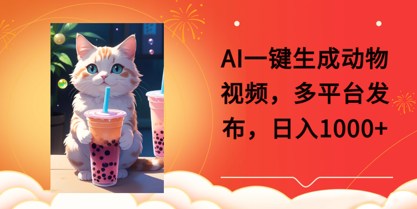 AI一键生成动物搞笑视频，多平台发布，轻松破千万播放，日入2000+-让一部分人先富起来默财创业网
