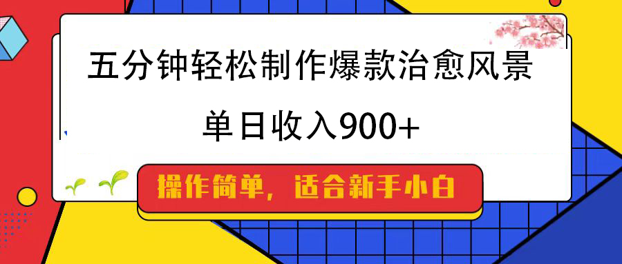 五分钟轻松制作爆款治愈风景，单日收入900+-让一部分人先富起来默财创业网