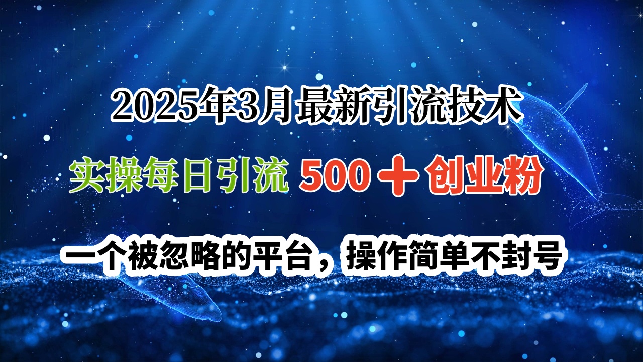 2025年3月最新引流技术，实操每日引流500➕创业粉，一个被忽略的平台，操作简单不封号-让一部分人先富起来默财创业网