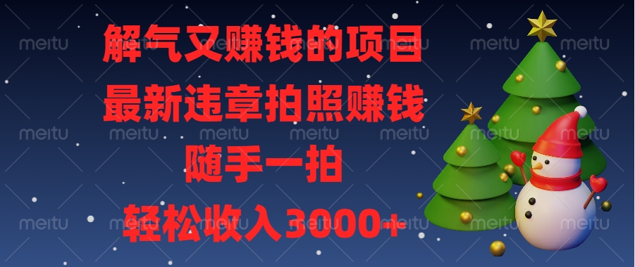 解气又赚钱的项目，最新违章拍照赚钱，随手一拍，轻松收入3000+-让一部分人先富起来默财创业网