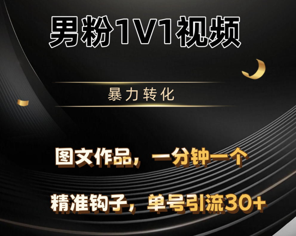 男粉1V1视频，硬改摄像头，高客单暴力转化，单日600+-让一部分人先富起来默财创业网
