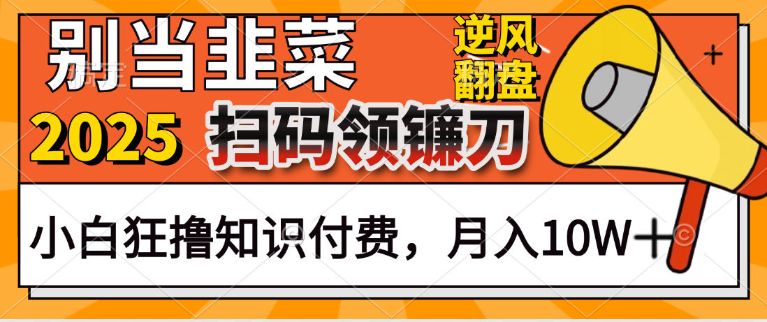 2025别当韭菜！扫码领镰刀！小白狂撸知识付费月入10W+-让一部分人先富起来默财 创业网