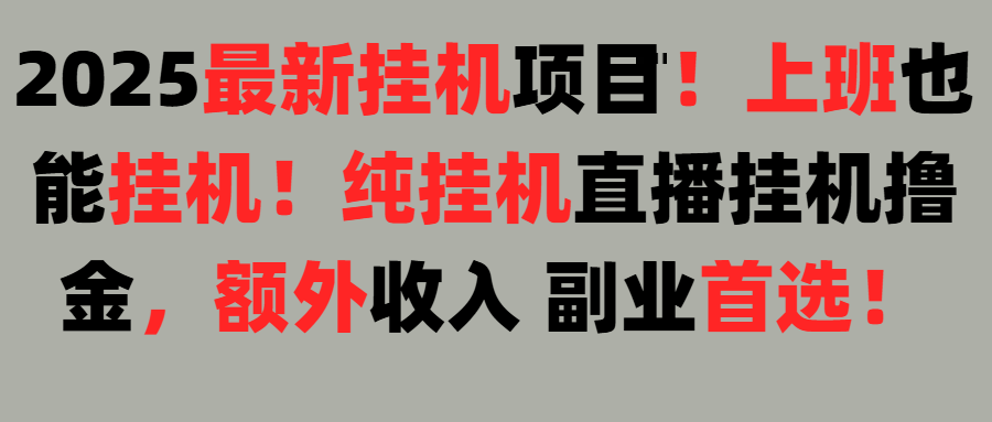 2025上班也能挂机！24小时！纯挂机直播挂机撸金！-让一部分人先富起来默财 创业网