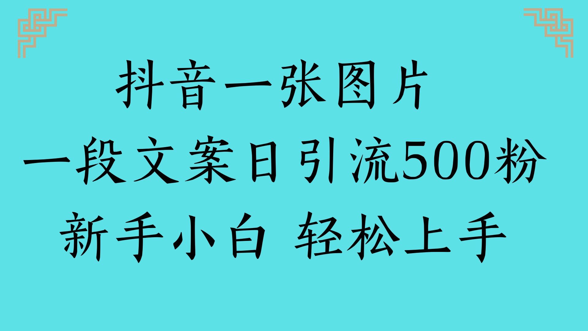 抖音一张图片 一段文案日引流500粉新手小白 轻松上手-让一部分人先富起来默财 创业网