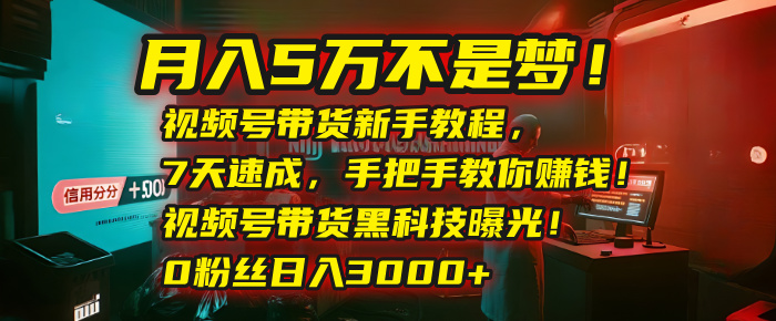 月入5万不是梦！视频号带货新手教程，7天速成，手把手教你赚钱！视频号带货黑科技曝光！0粉丝日入3000+-让一部分人先富起来默财 创业网