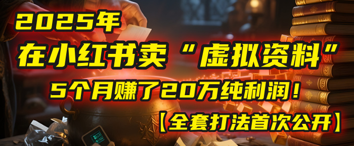 2025年在小红书卖“虚拟资料”，5个月赚了20万纯利润！【全套打法首次公开】-让一部分人先富起来默财 创业网