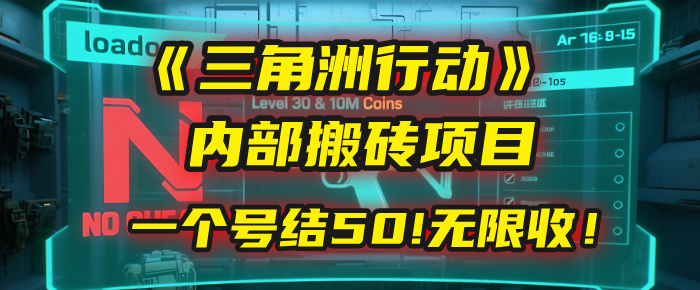 《三角洲行动》内部搬砖项目：打一个号，结50块，无限收！-让一部分人先富起来默财 创业网