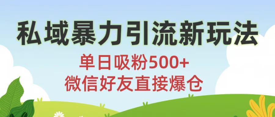 私域暴力引流新玩法!单日吸粉500+，微信好友直接爆仓-让一部分人先富起来默财 创业网
