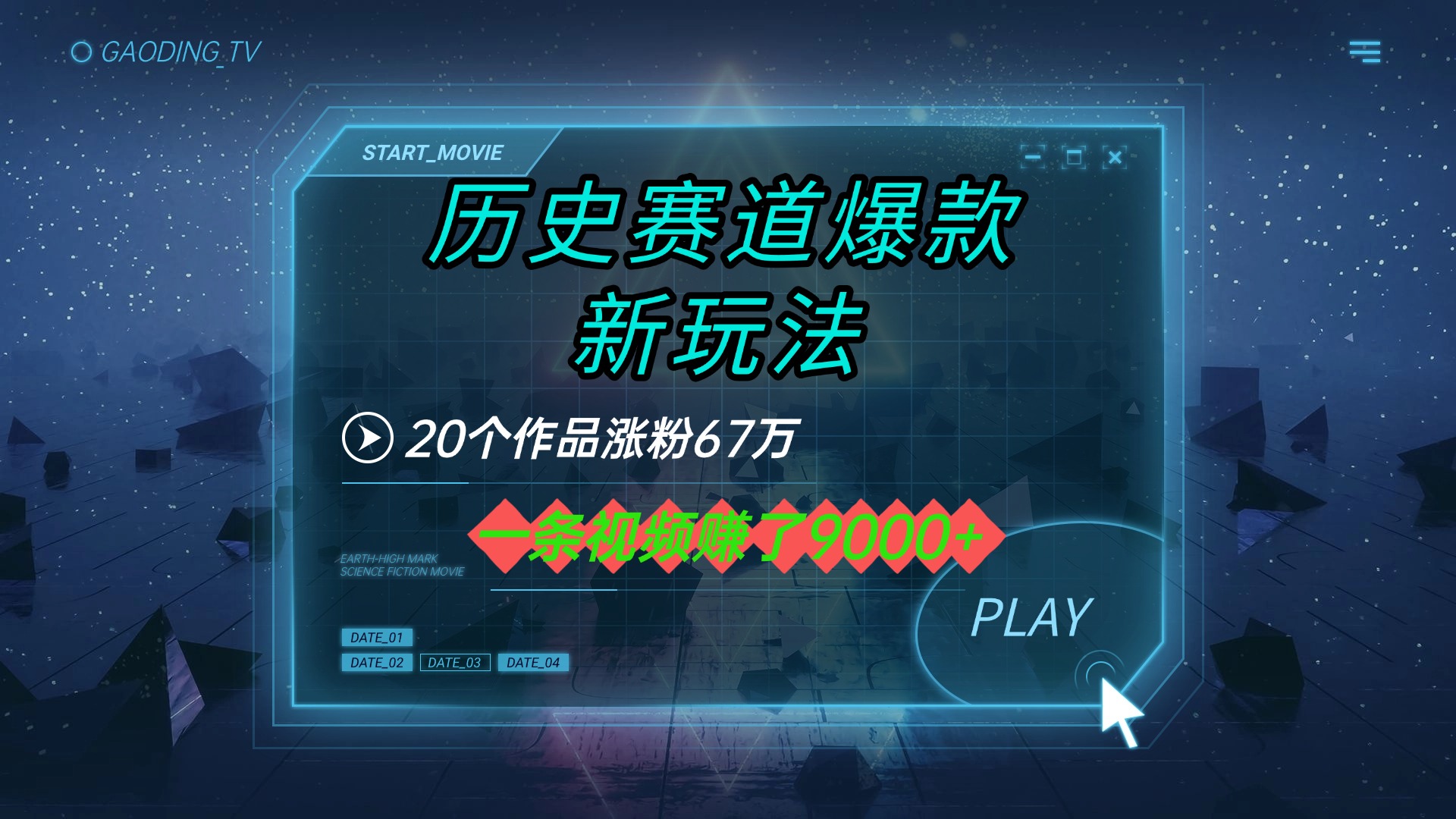 20个作品涨粉67万，一条视频赚了9000+，历史赛道爆款新玩法-让一部分人先富起来默财 创业网