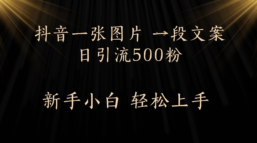 抖音一张图片，一段文案日引流500粉，新手小白 轻松上手-让一部分人先富起来默财 创业网
