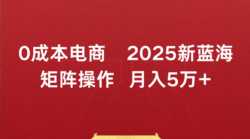 0成本电商2025新蓝海矩阵操作 月入5万+-让一部分人先富起来默财 创业网