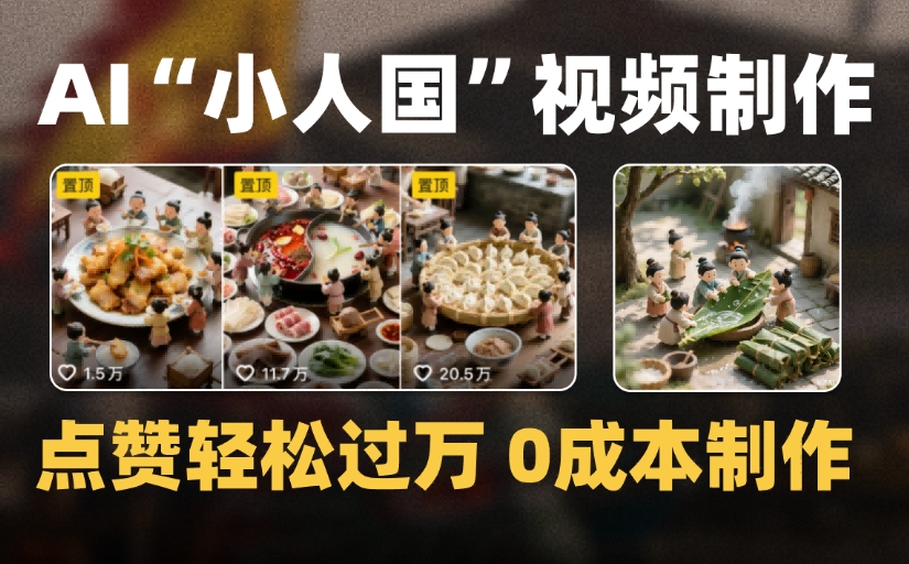 爆款1000W+微缩景观迷你小人国AI视频，0成本制作全流程教学-让一部分人先富起来默财 创业网