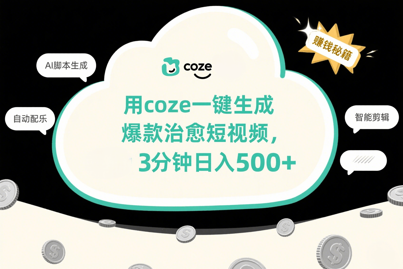 用coze一键生成爆款治愈短视频，3分钟日入500+-让一部分人先富起来默财 创业网