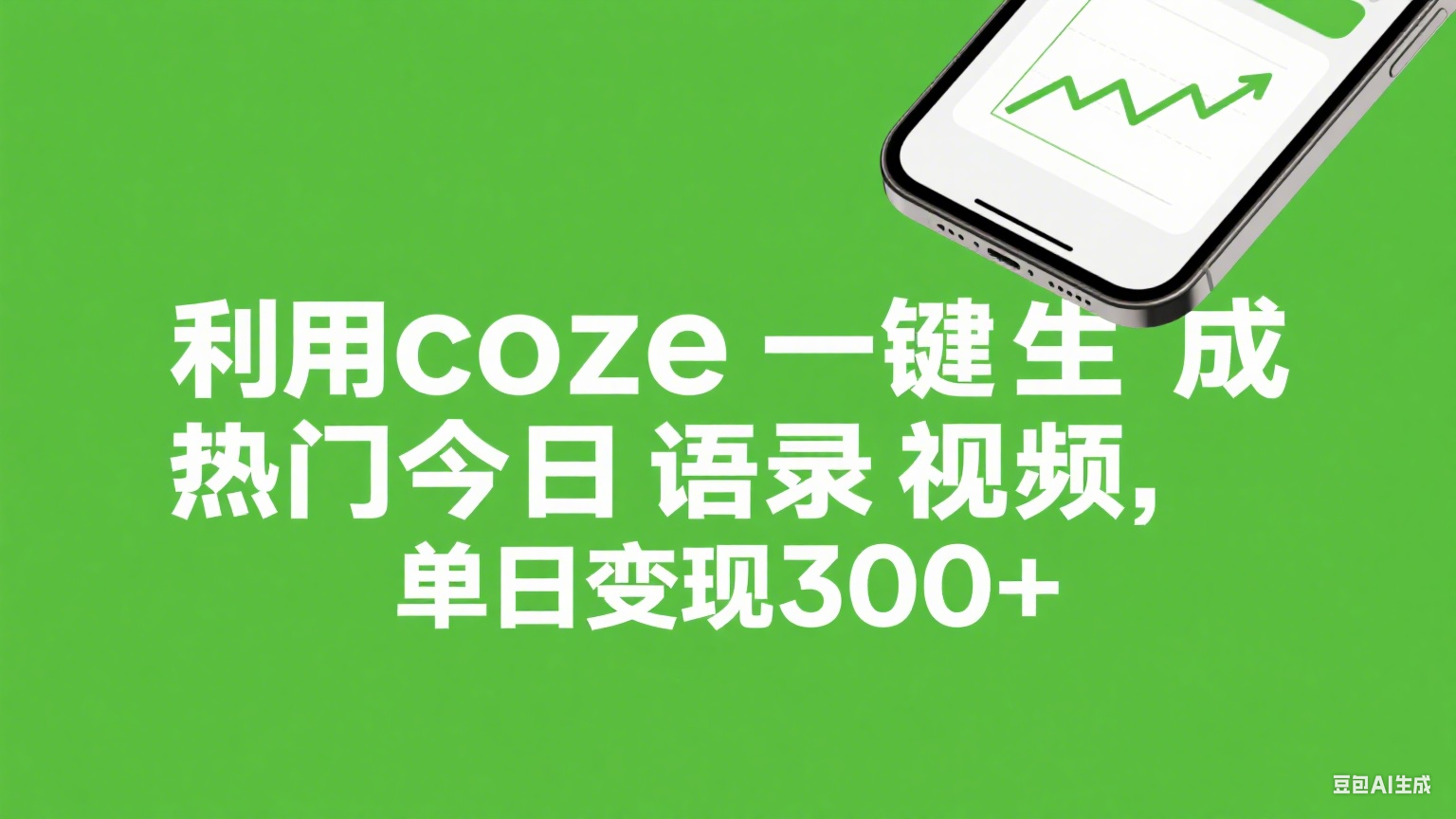 利用coze一键生成热门今日语录视频，单日变现300+-让一部分人先富起来默财 创业网