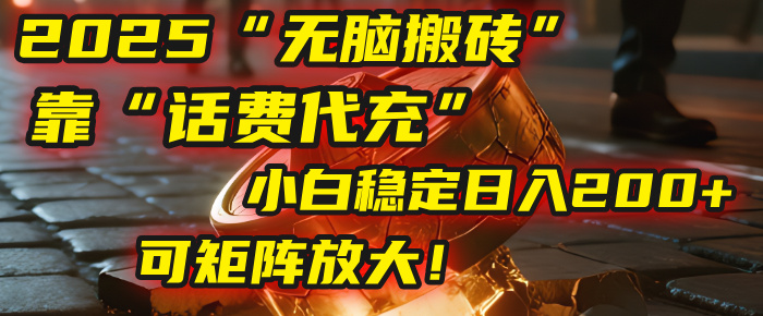 无脑搬砖项目：靠“话费代充”，小白稳定日入200+，可矩阵放大！-让一部分人先富起来默财 创业网