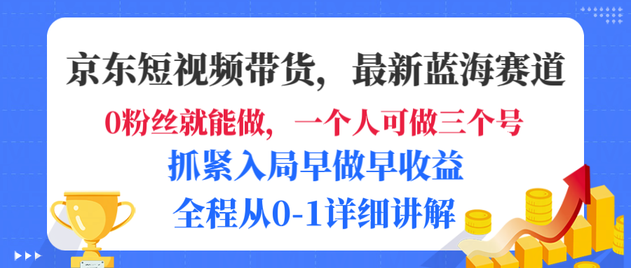 京东短视频带货，最新蓝海赛道，发视频长尾流量，未来几年躺赚被动收益，全程从0-1详细讲解-让一部分人先富起来默财 创业网